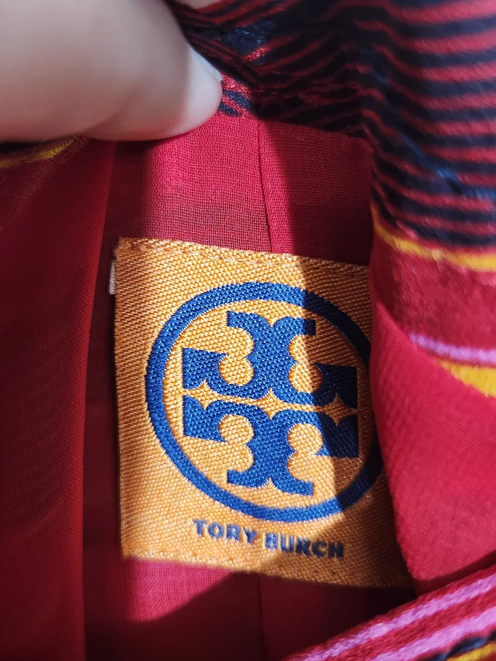 Tory Burch Skirt Striped Button Front Midi Pink Brown & Orange